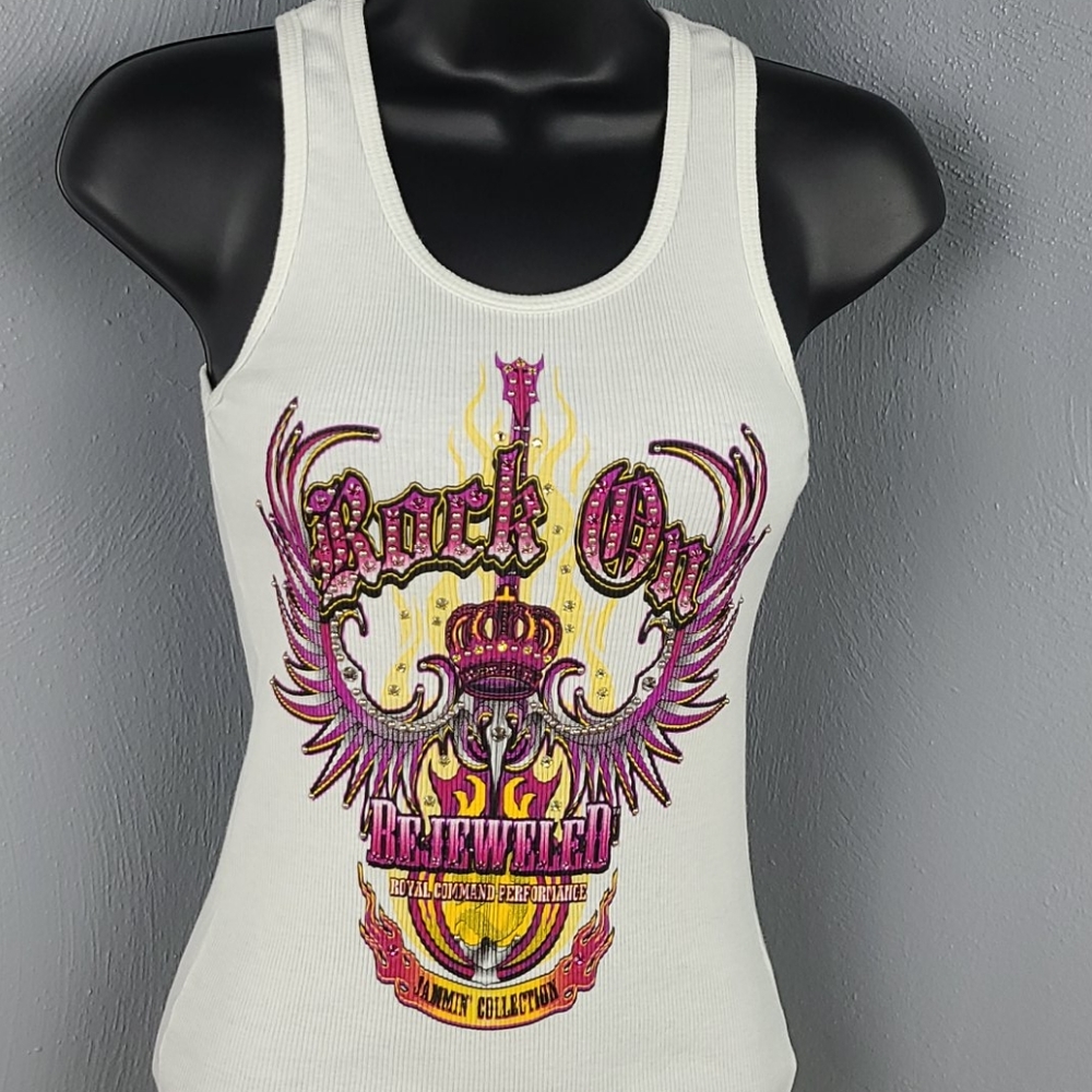 Bejeweled Tank Top White